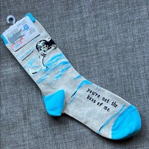 Blue Q Novelty Fun Gift Socks ‘You’re Not the Boss of Me’ Swimming NWT